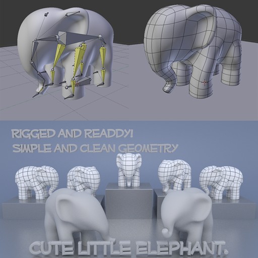 Cute Little Elephant model  Rigged and readdy  preview image 1